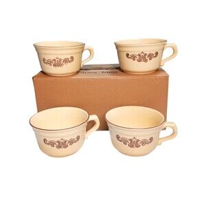 NEW Retro 1970's Vtg Set of 4 Pfaltzgraff Village Stoneware Coffee Mugs Tea Cups